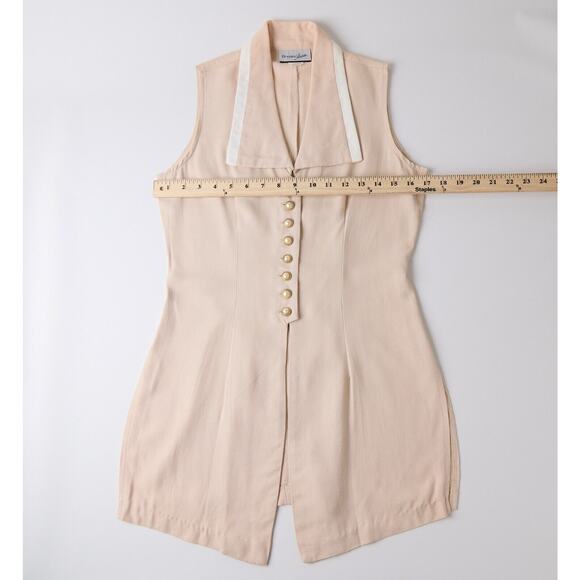 VTG 90s Breakin’ Loose Sleeveless Tunic Vest Sz 4 Button Minimalist Academia - Picture 4 of 10